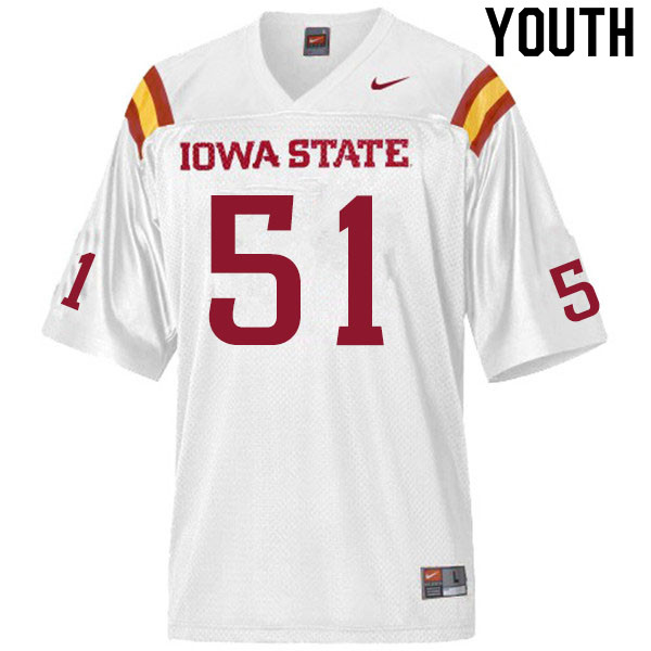 Youth #51 Stevo Klotz Iowa State Cyclones College Football Jerseys Sale-White - Click Image to Close